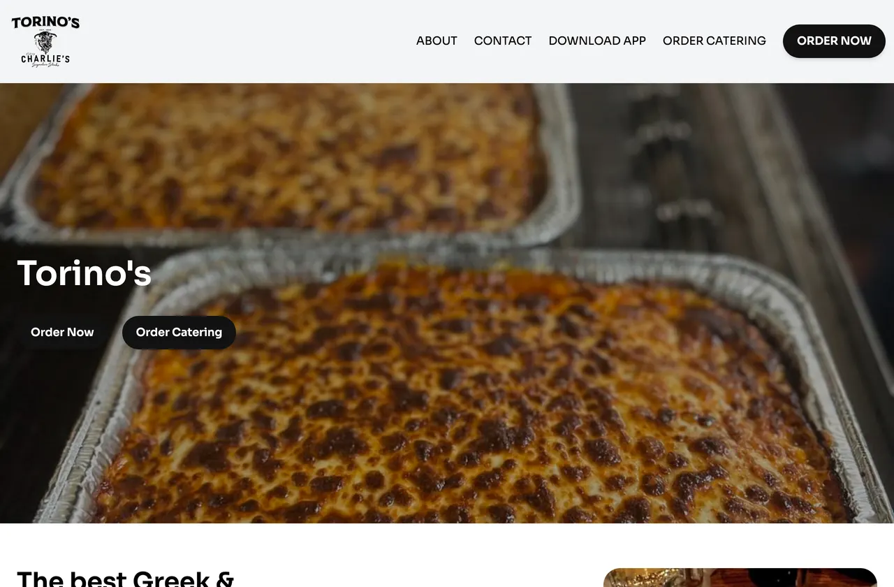 Screenshot of the Torino's website
